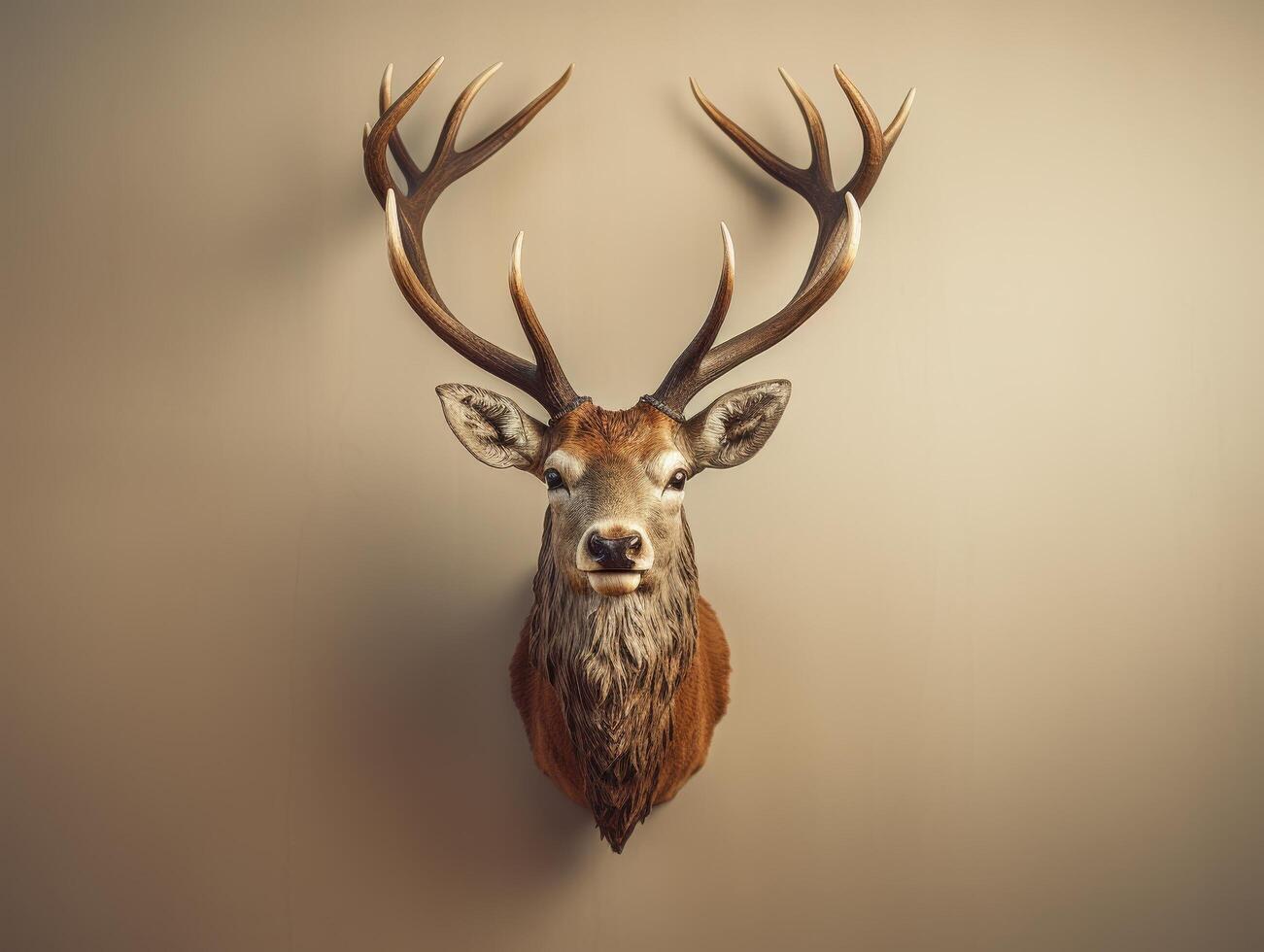 majestic deer head with large antlers photo