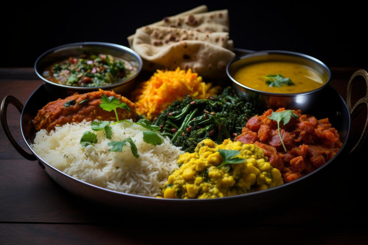 Assortment of traditional indian dishes photo