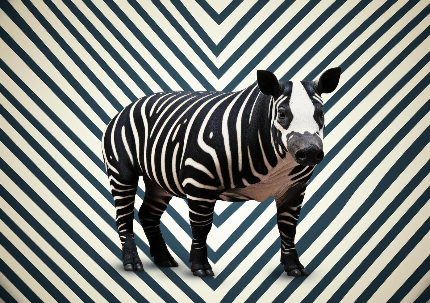 Zebra standing in front of abstract geometric background photo