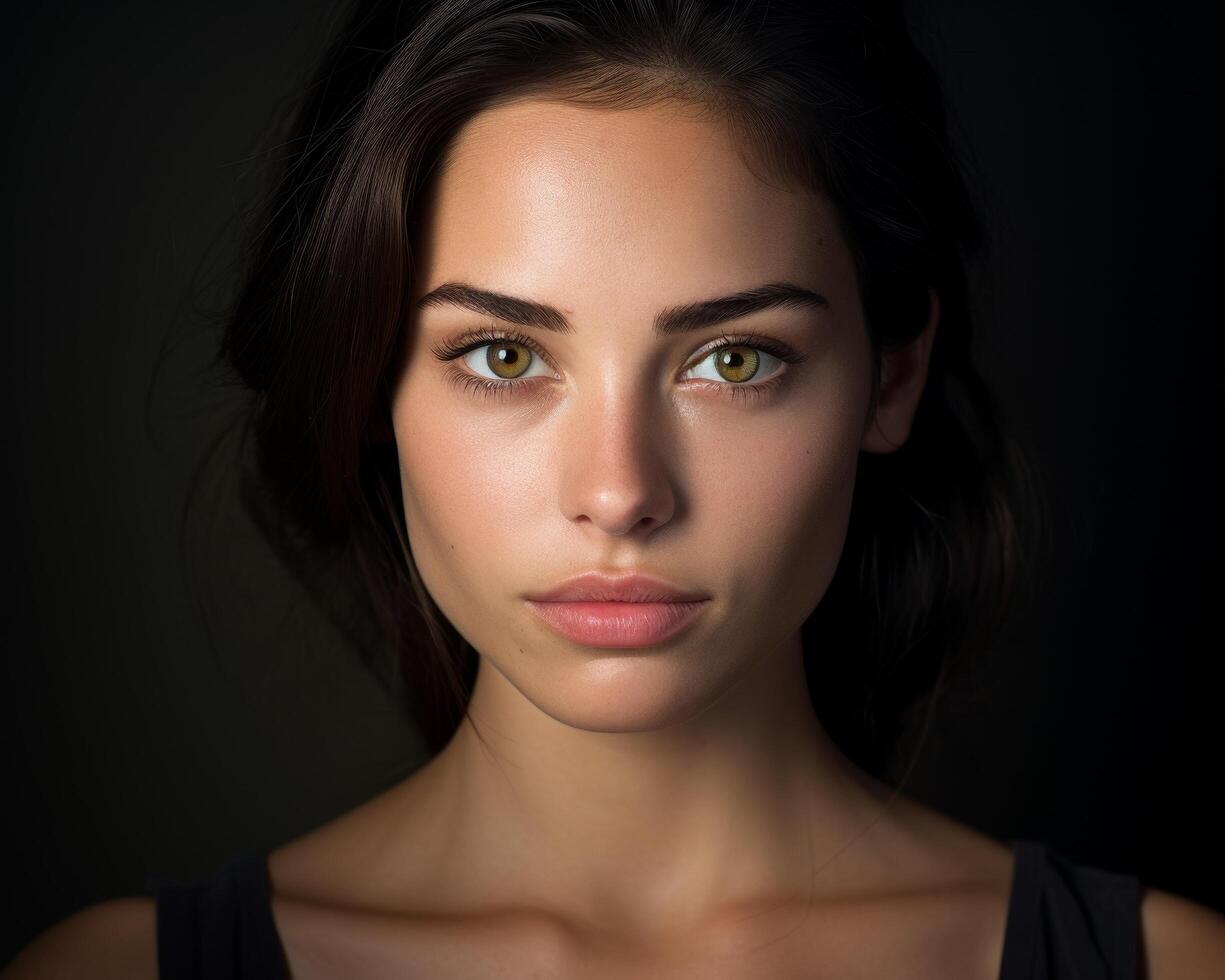 Captivating portrait of a woman with striking eyes photo