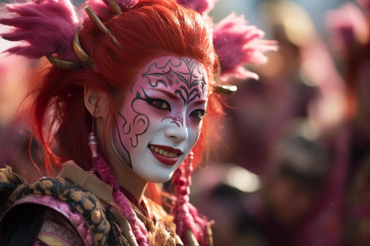 colorful theatrical performer in elaborate costume photo