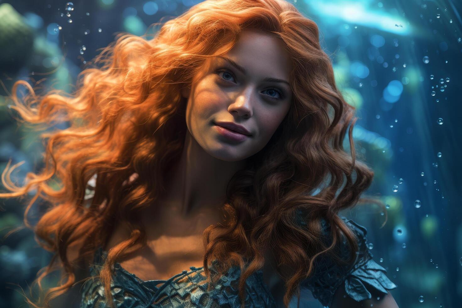 Enchanting redhead in a magical forest photo