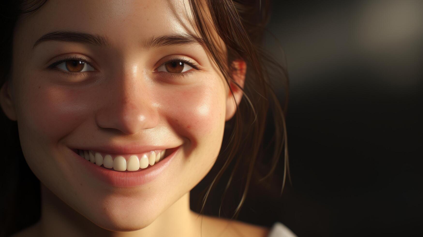 Smiling young woman with brown hair photo