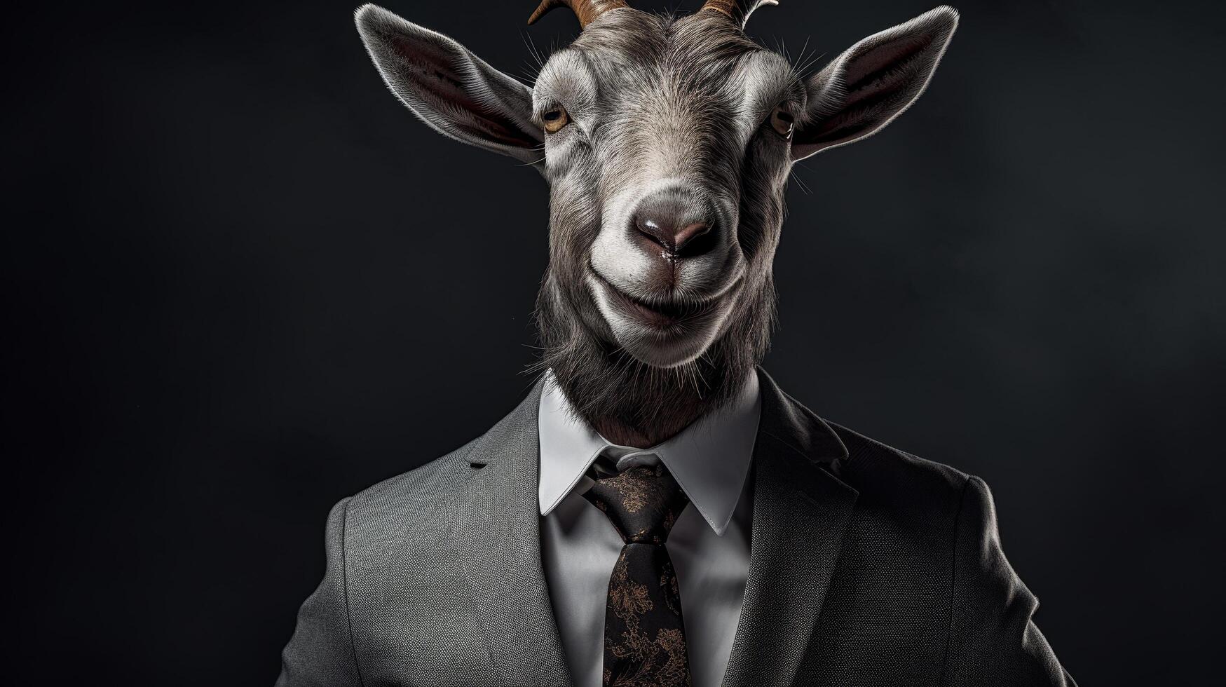 Serious goat businessman in suit and tie photo