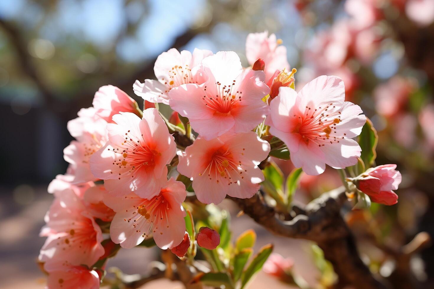 beautiful pink cherry blossoms in bloom photo