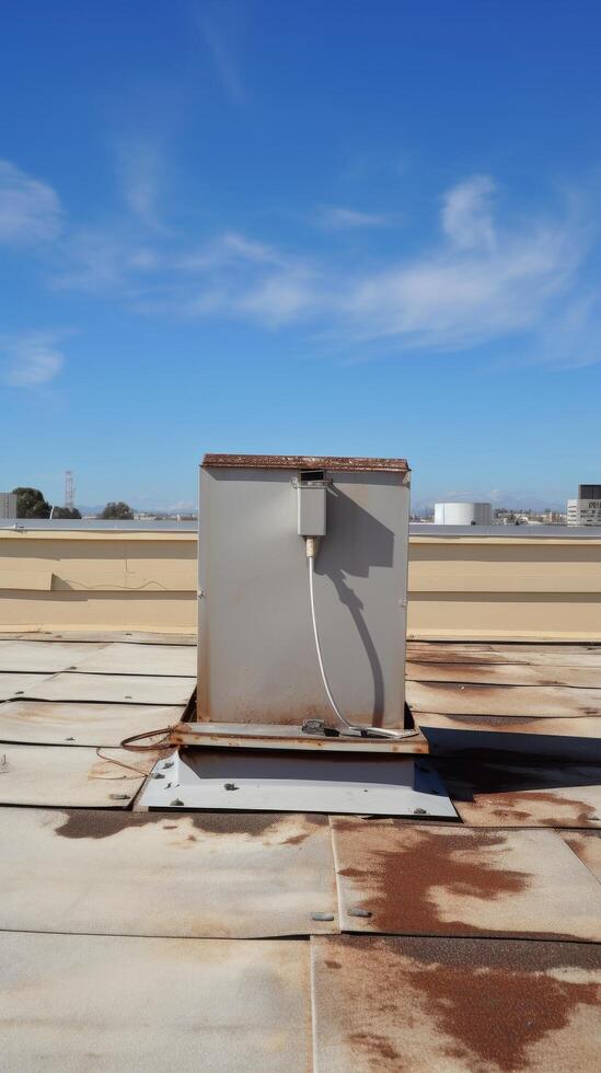 old air conditioning unit on roof photo