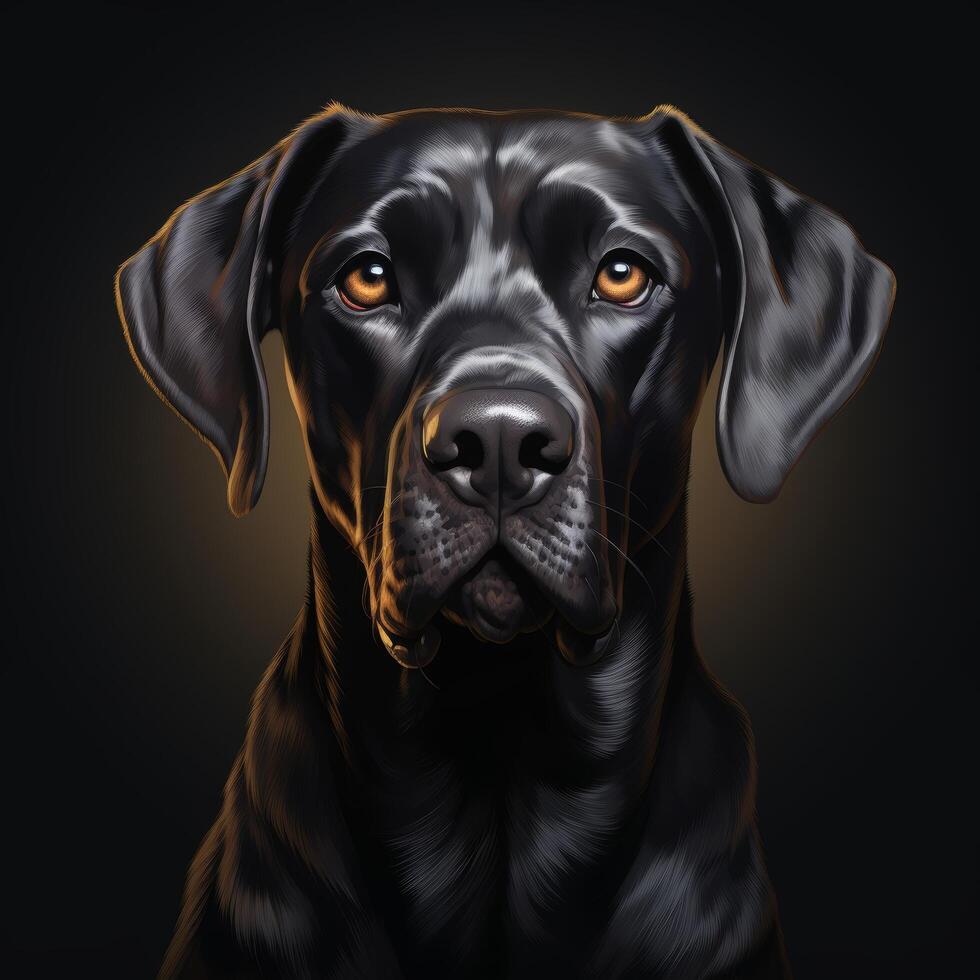 Intense gaze of a black labrador retriever photo