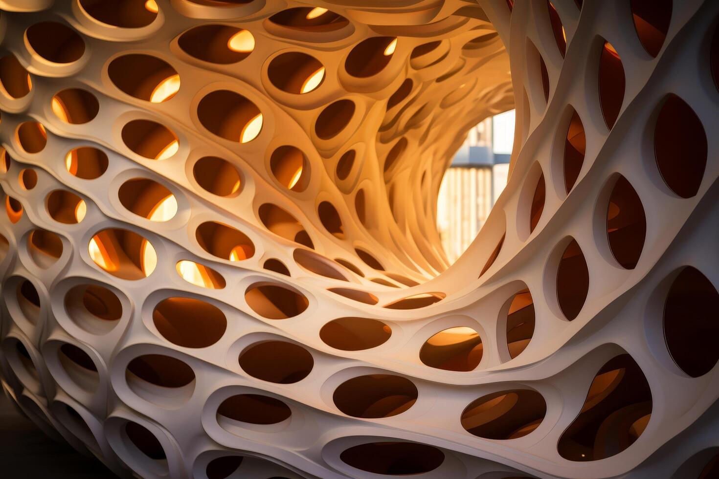 Intricate architectural design with abstract lighting photo
