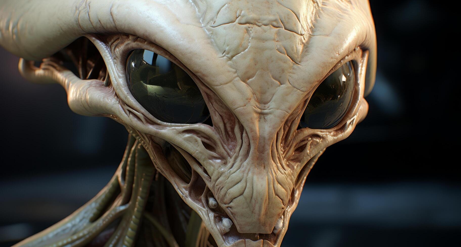 Alien face close up with detailed texture photo