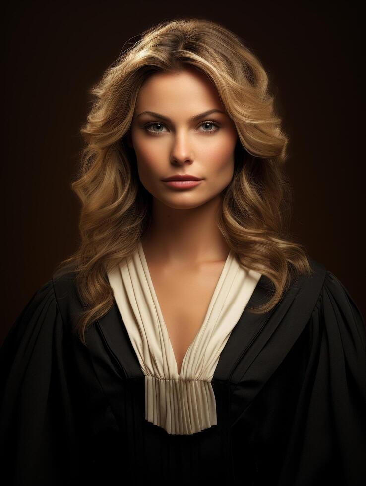Elegant woman with flowing blonde hair photo
