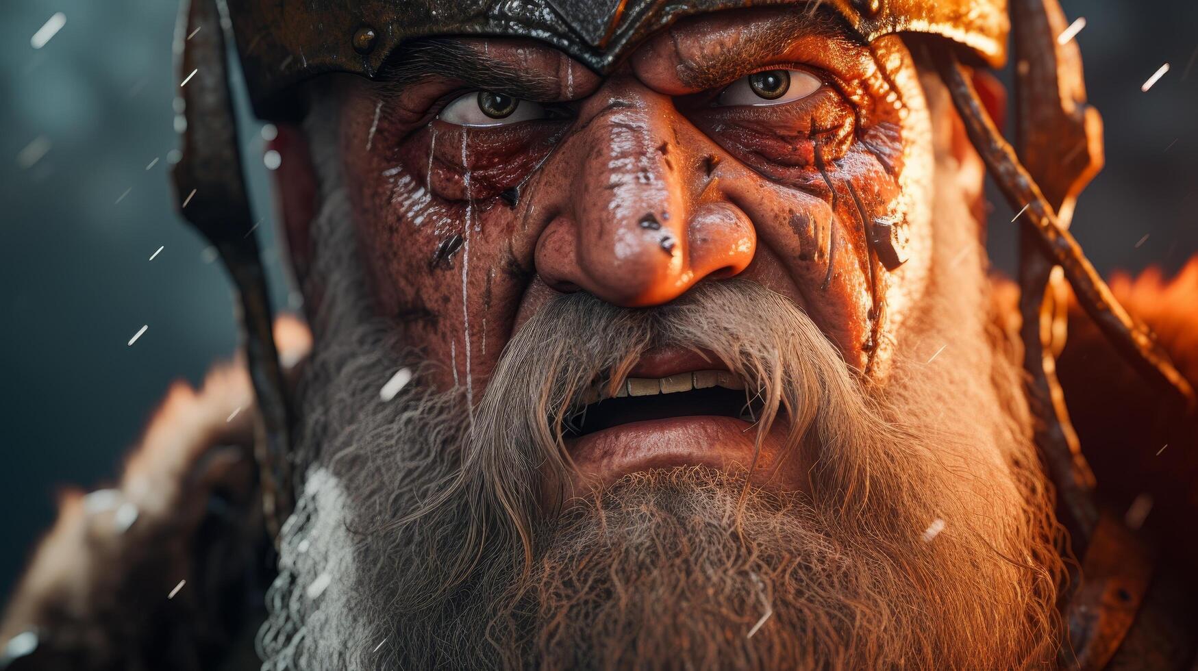 Fierce viking warrior with intense expression photo