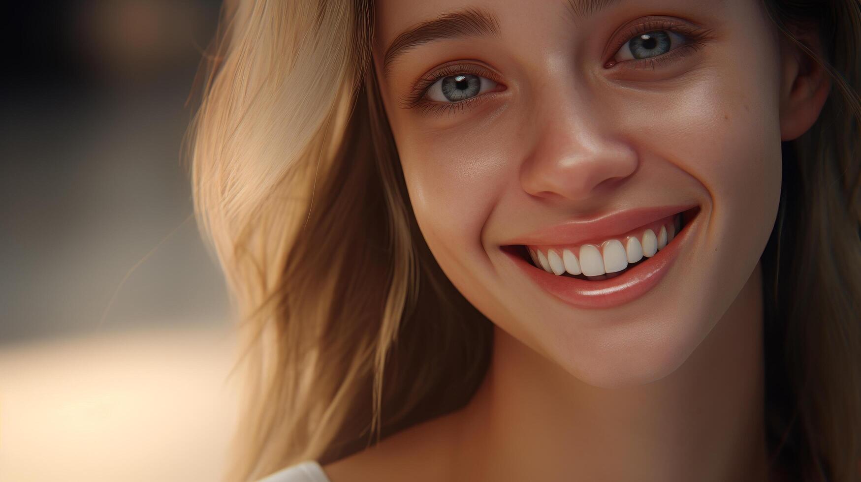 Smiling young woman with blonde hair photo