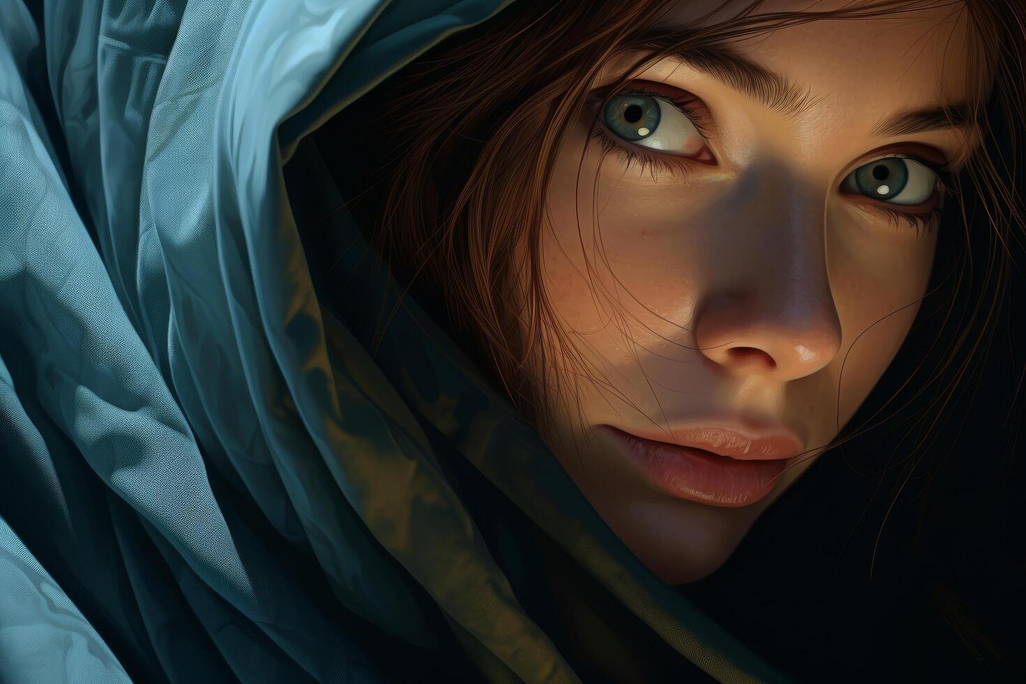 Mysterious woman with piercing eyes photo