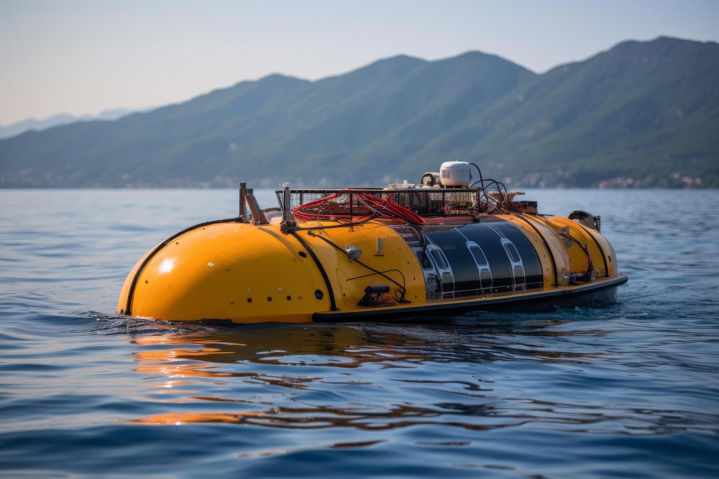 Underwater exploration vehicle on a calm lake photo