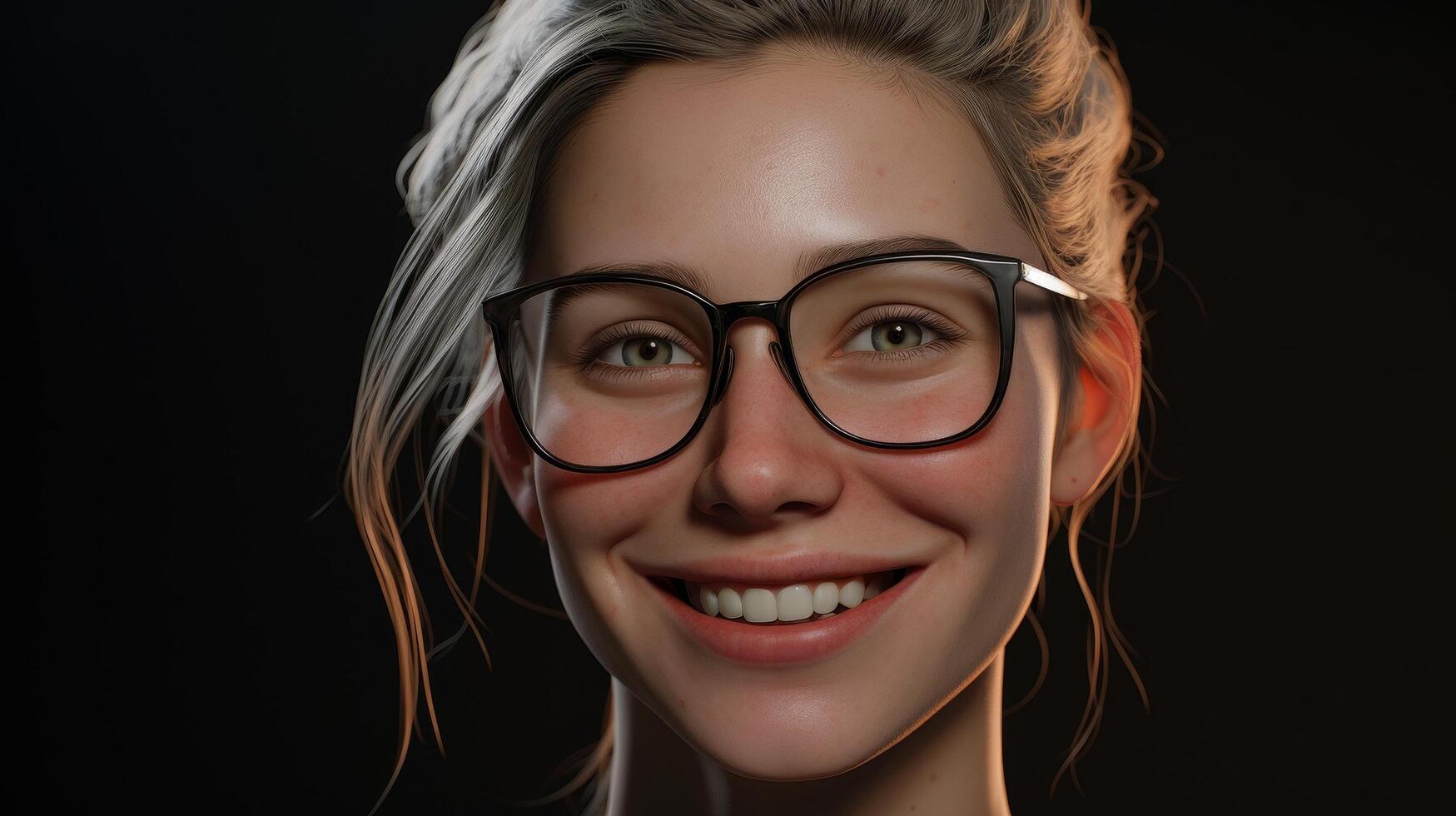 smiling woman with glasses photo