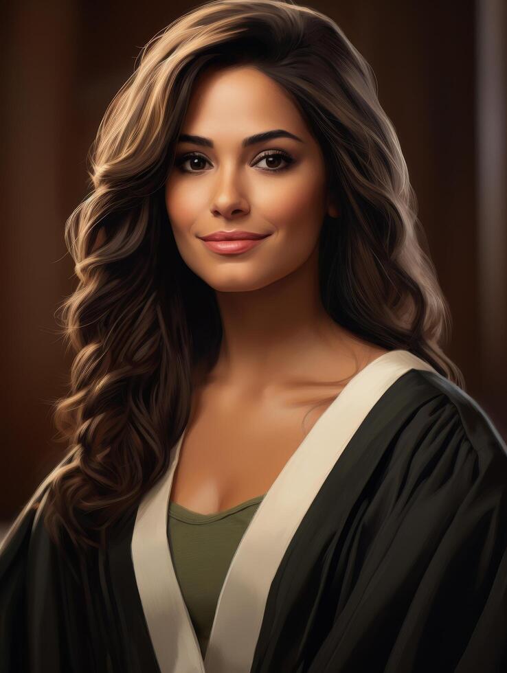 Glamorous woman with dark hair and makeup photo