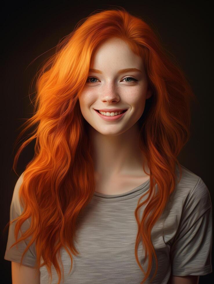 Vibrant redhead with glowing smile photo