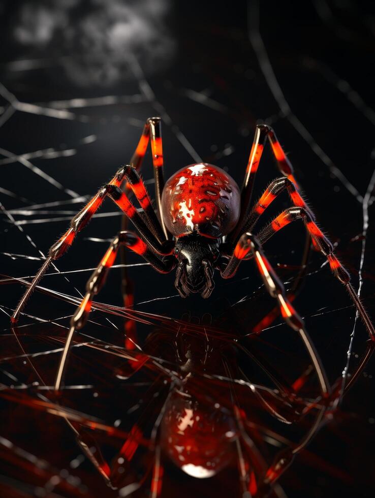 Menacing spider with fiery red markings photo