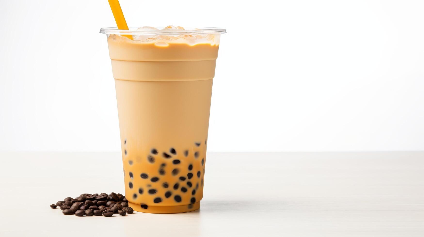 Refreshing bubble tea drink with tapioca pearls photo