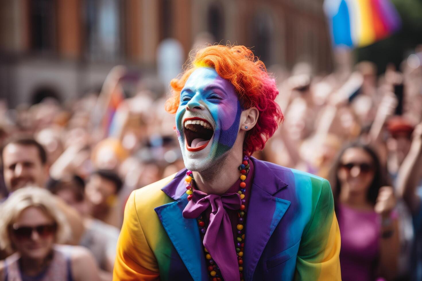 Colorful and expressive face at a parade or festival photo