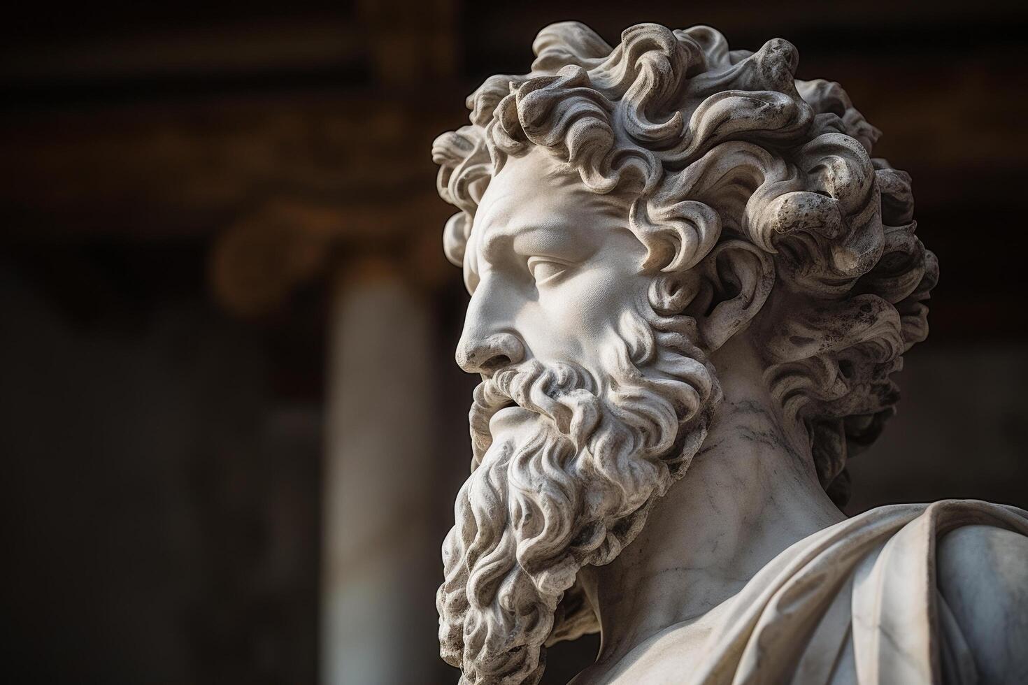 Detailed close up of a classical marble statue photo