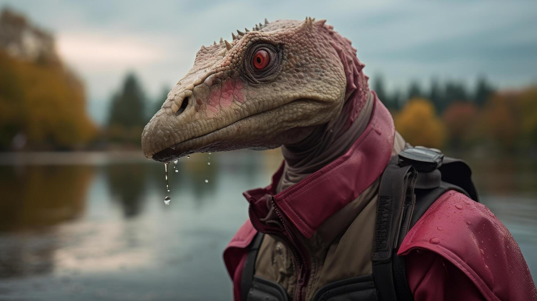 Adventurous dinosaur exploring the wilderness photo
