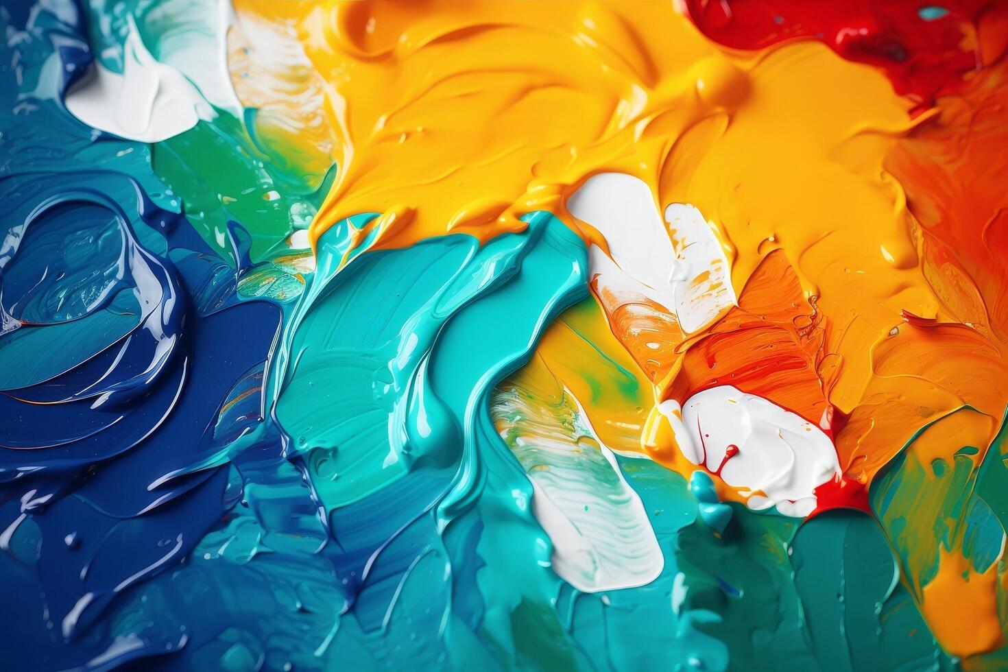 Vibrant abstract paint strokes in various colors photo