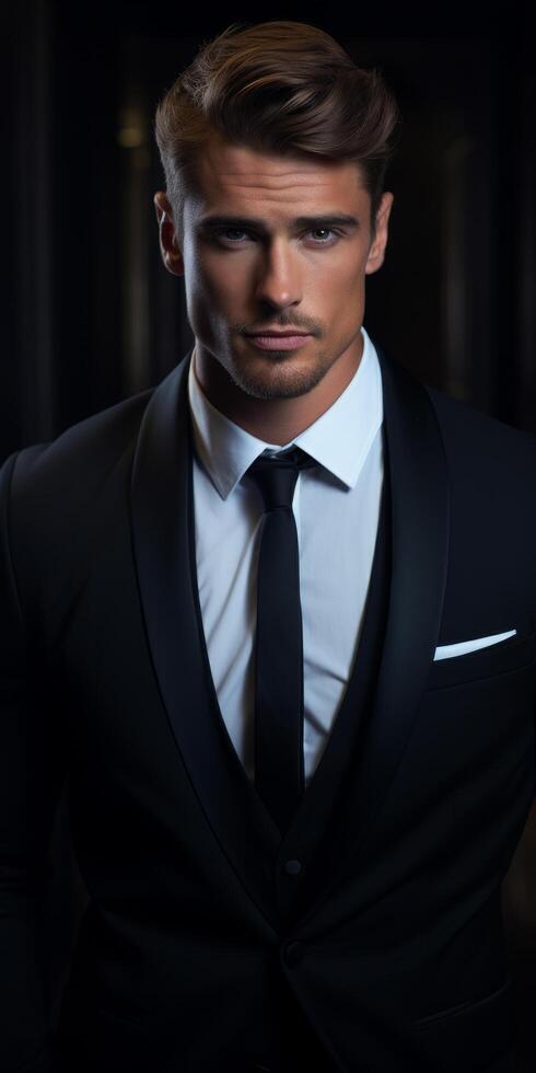 Handsome young man in formal suit photo
