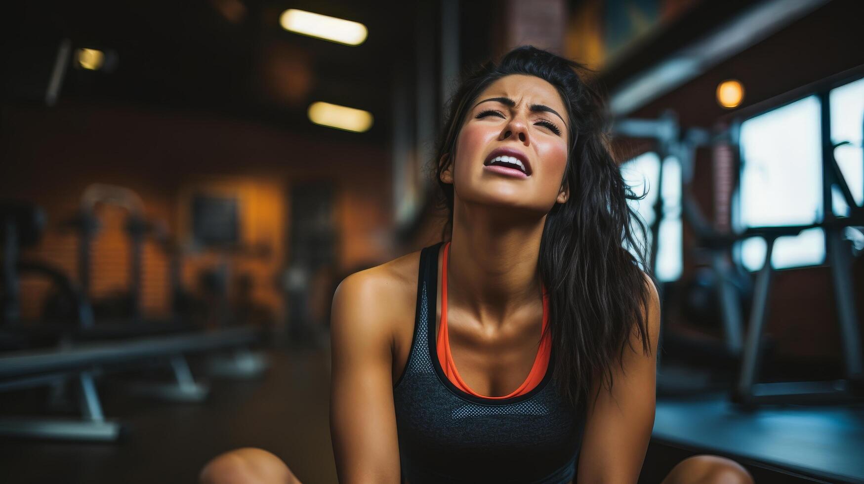Determined woman in gym photo