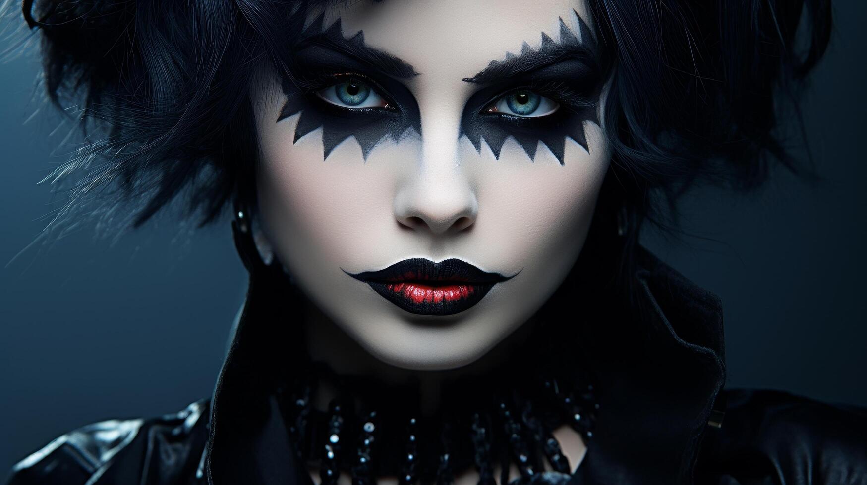 Dramatic dark makeup with feathers photo