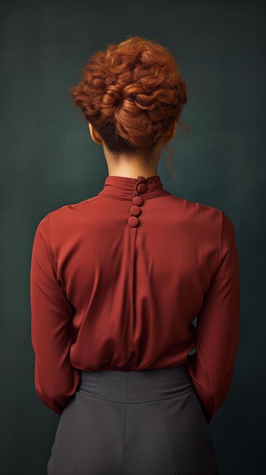 Elegant woman with stylish updo hairstyle photo