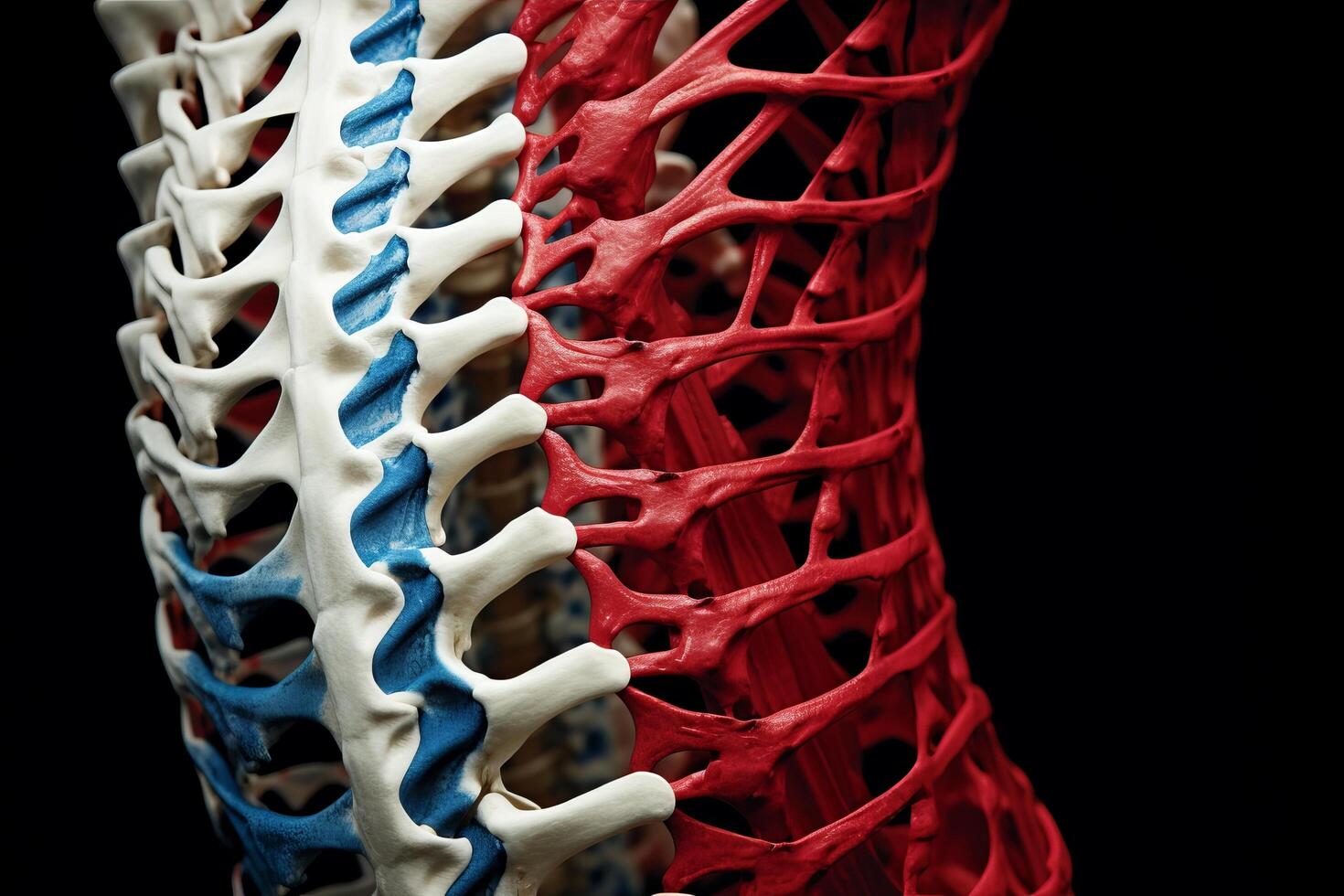 close up view of human skeletal and circulatory systems photo