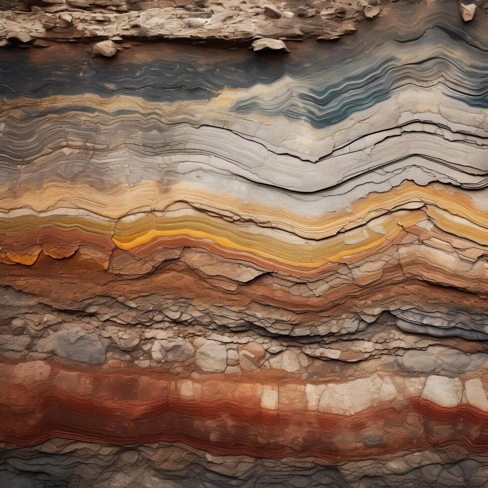 Intricate layers of sedimentary rock formation photo