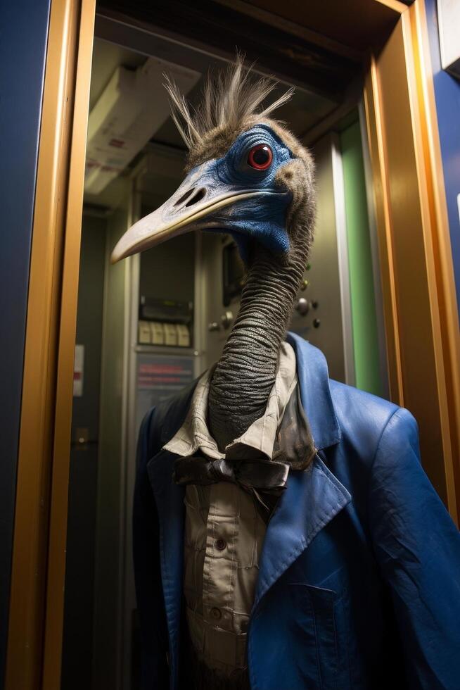 Unusual bird character in a suit and tie photo