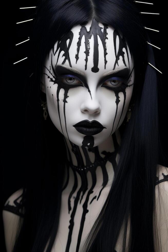Dramatic gothic makeup portrait photo
