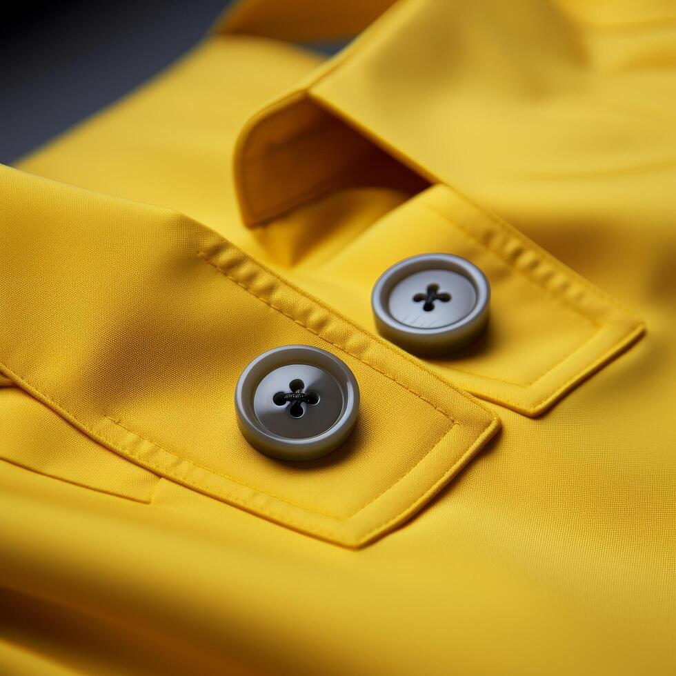 close up of yellow jacket with buttons photo