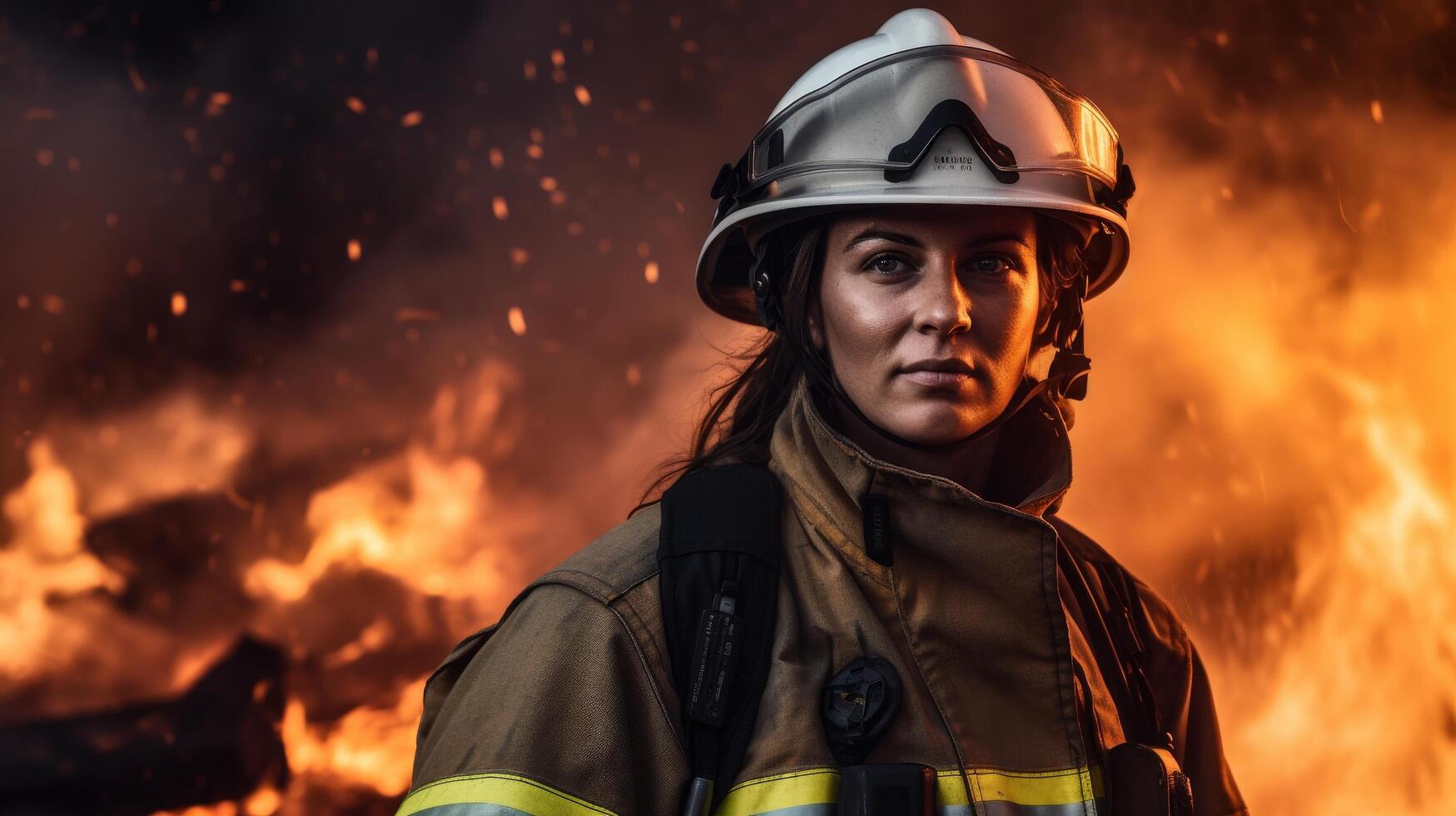 Brave firefighter facing a dangerous blaze photo