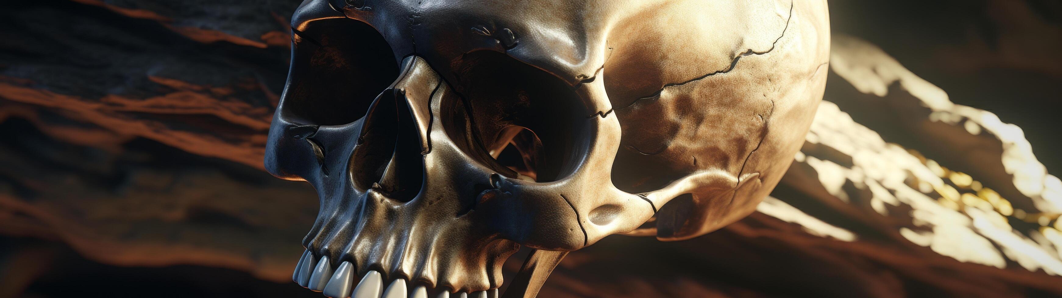 Detailed close up of a menacing skull photo
