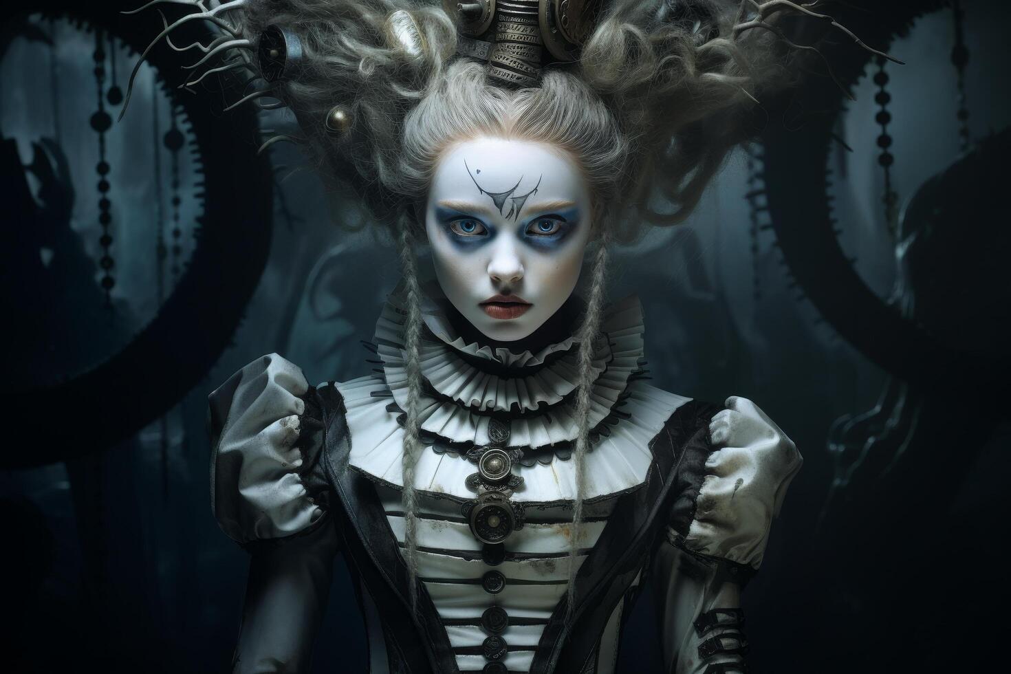 Haunting gothic portrait of a mysterious woman photo