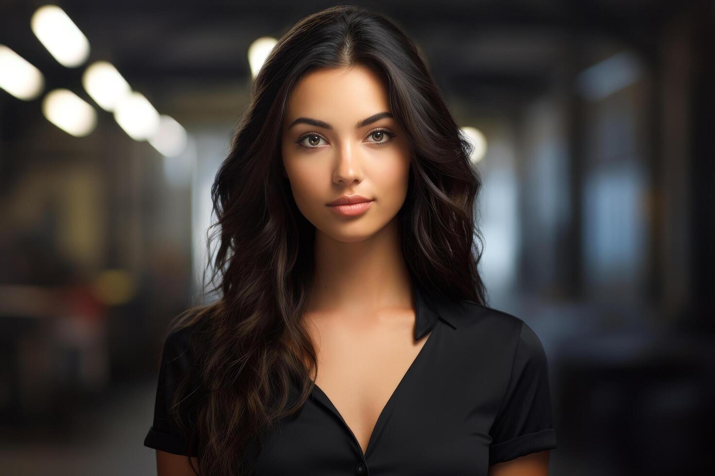 Confident and Elegant Woman in Black Outfit photo
