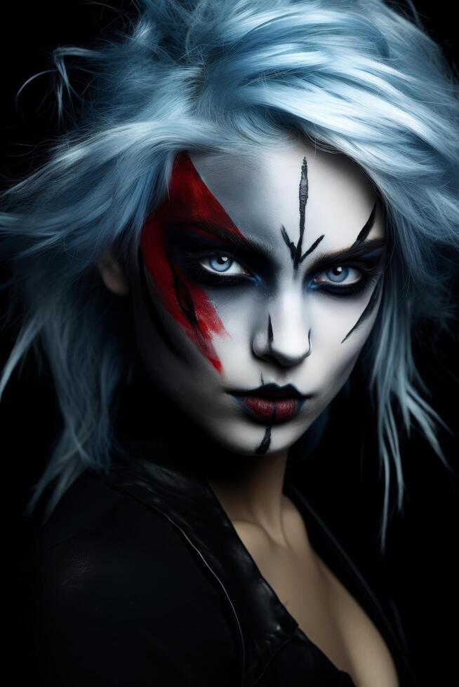 Dramatic gothic makeup and hairstyle photo