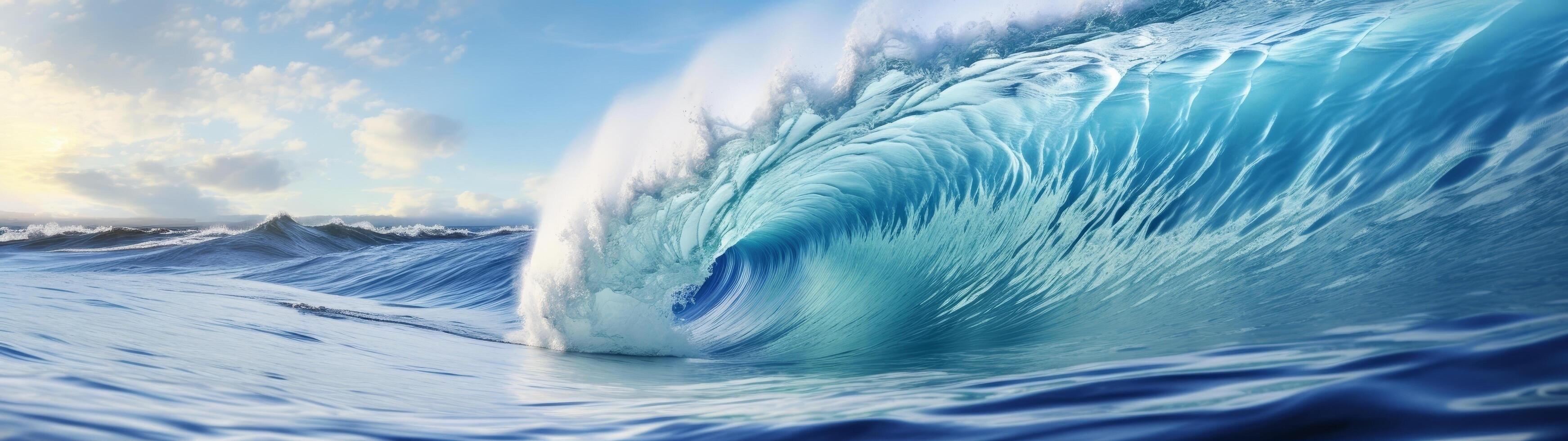 Powerful ocean wave crashing photo