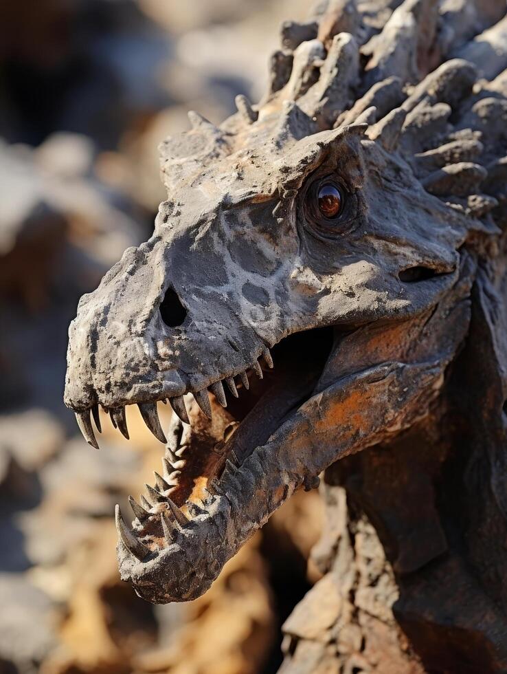 Fierce prehistoric reptile with sharp teeth photo