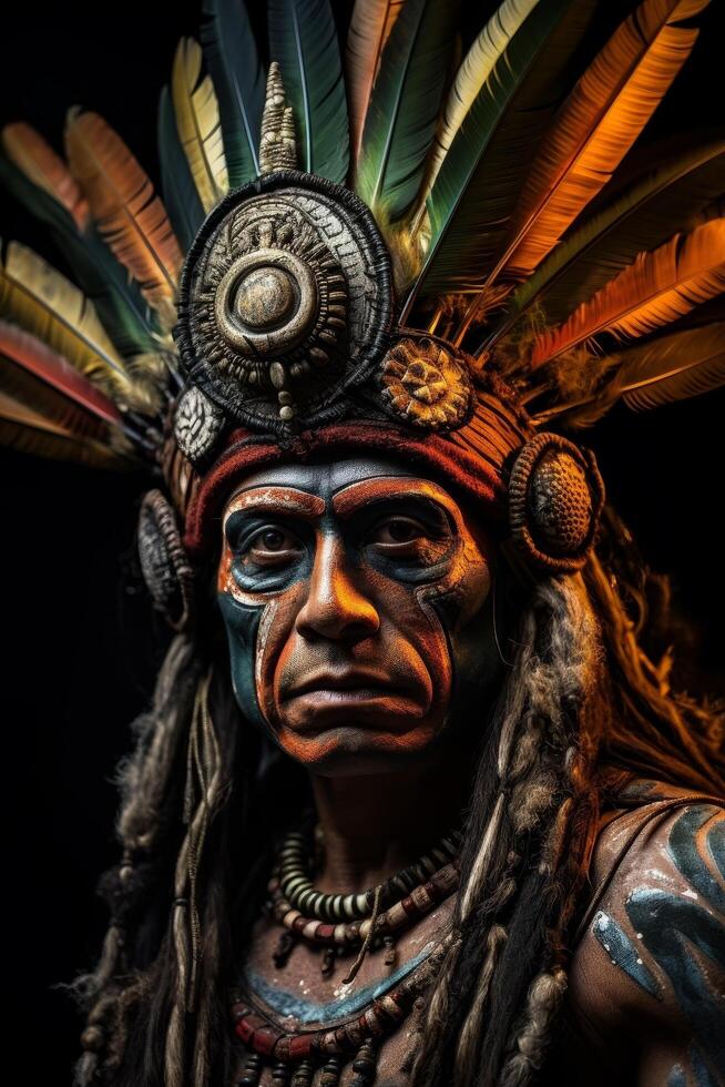 Vibrant portrait of a tribal warrior photo