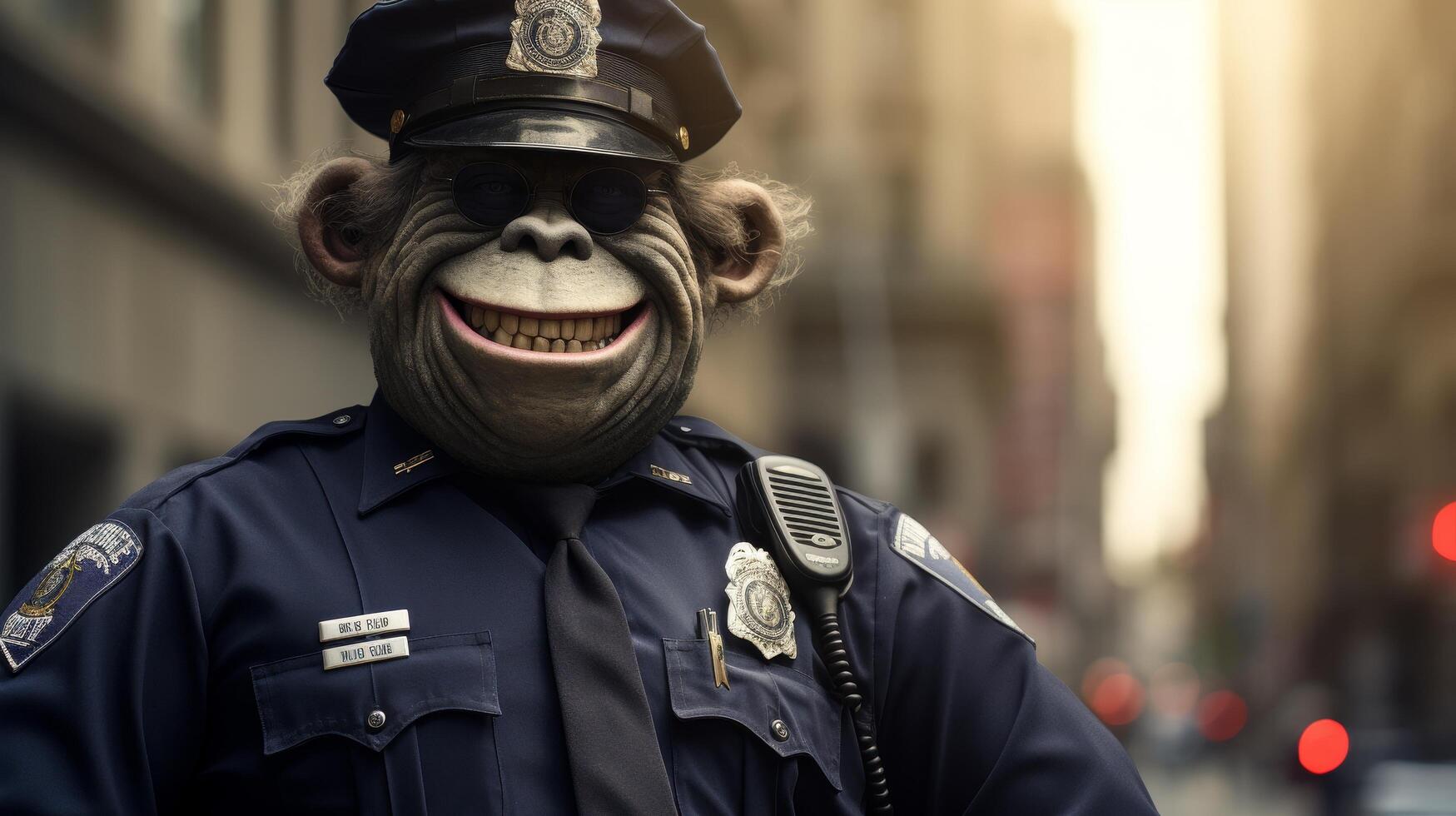 Smiling police officer in uniform photo