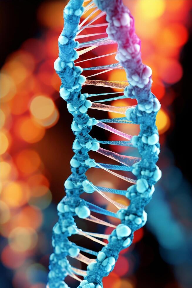 Colorful DNA helix structure photo