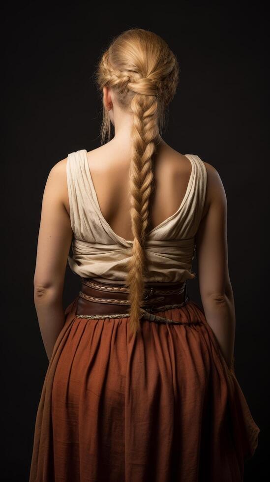elegant woman with braided hairstyle photo