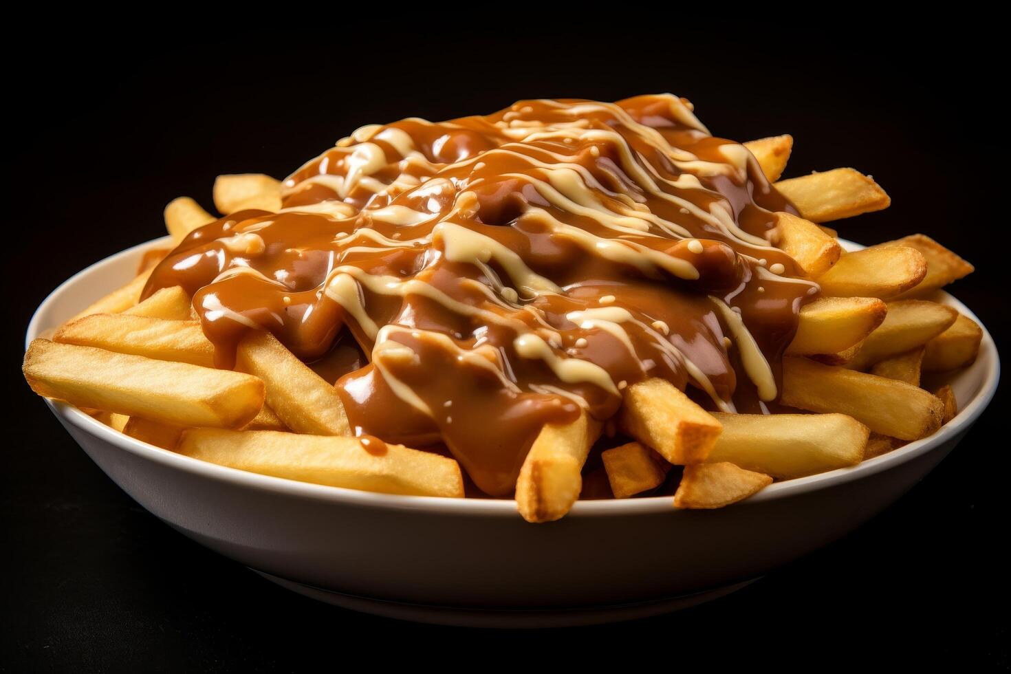 Delicious poutine with french fries, cheese curds, and gravy photo