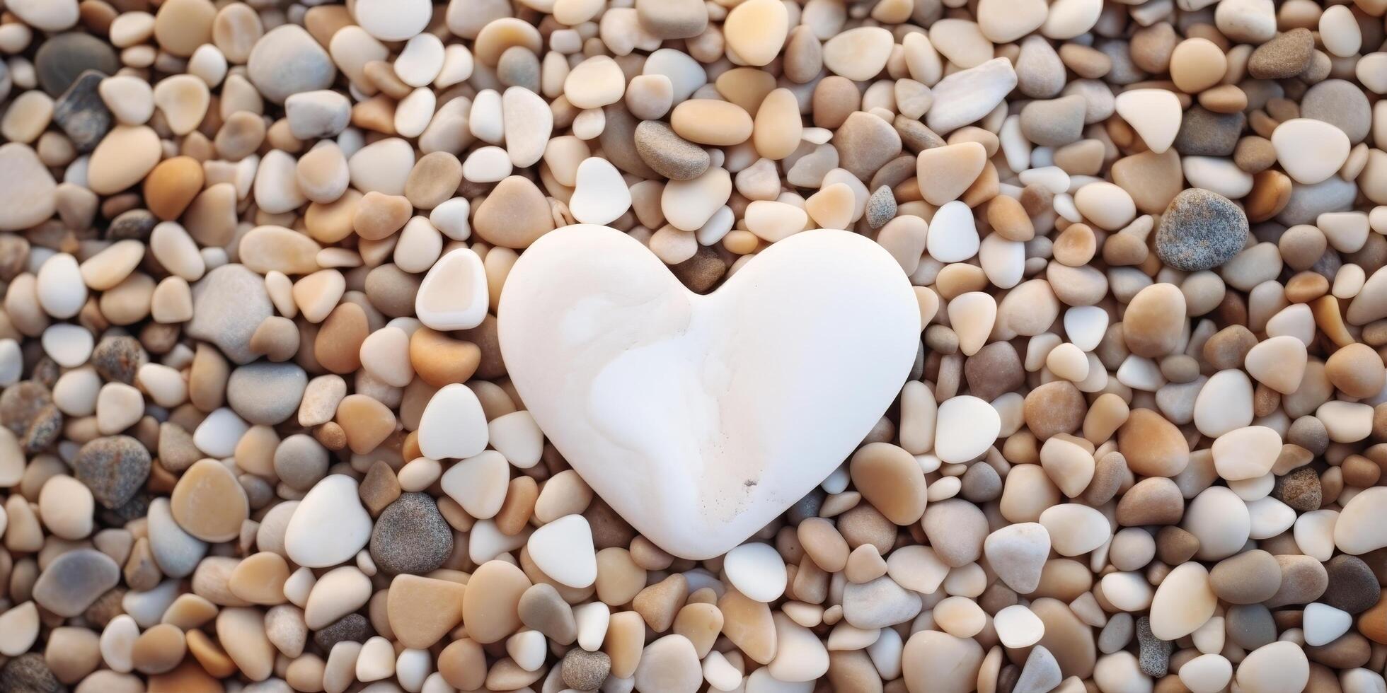 heart shaped stone on pebbles photo
