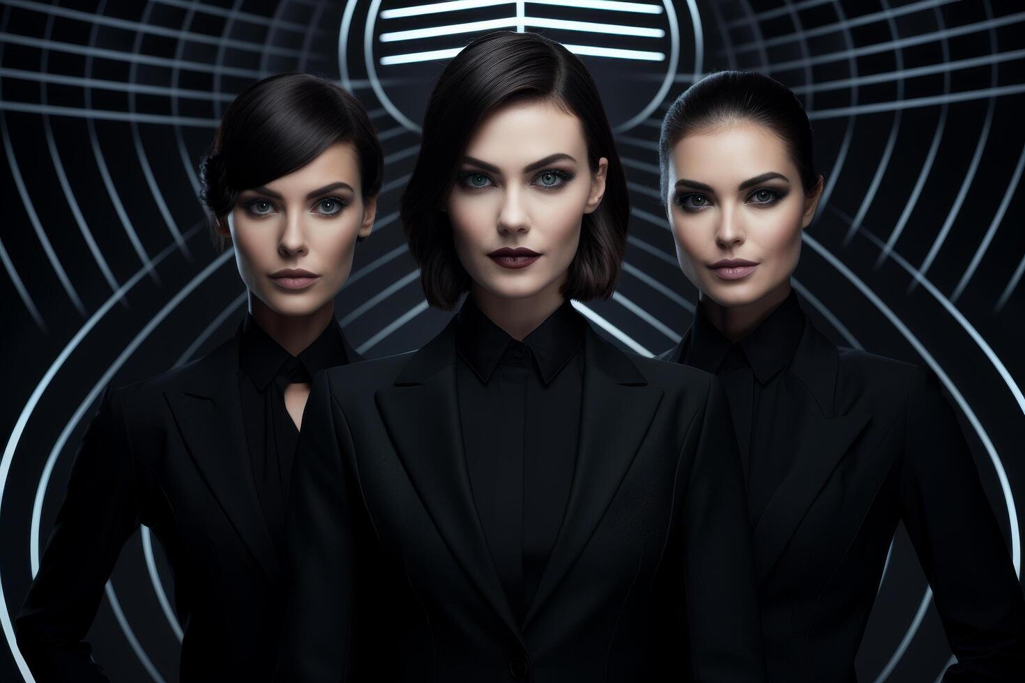 mysterious women in black suits photo